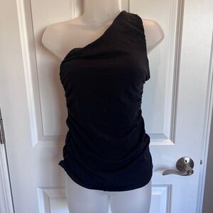 KiraGrace one shoulder yoga exercise pickleball top black size S EUC